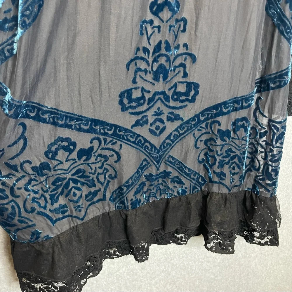 Rancho Estancia Witchy Whimsygoth Fairy Burnout Velvet Lace Hem Mini Dresss - Picture 8 of 10